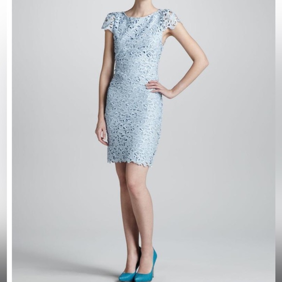 Alice + Olivia Lace Eyelet Crochet Keyhole Cocktail Dress - Picture 2 of 8